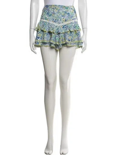 Pre-owned Poupette St Barth Floral Print Mini Skirt In Blue/white