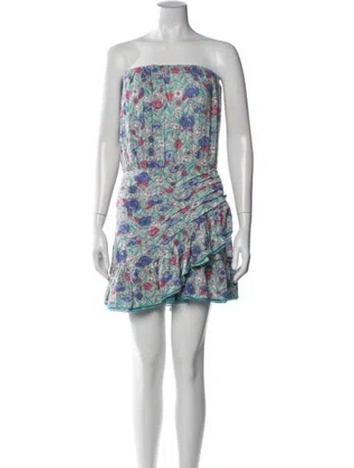 Pre-owned Poupette St Barth Floral Print Mini Skirt In Green