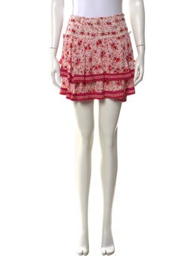 Pre-owned Poupette St Barth Floral Print Mini Skirt In Neutral
