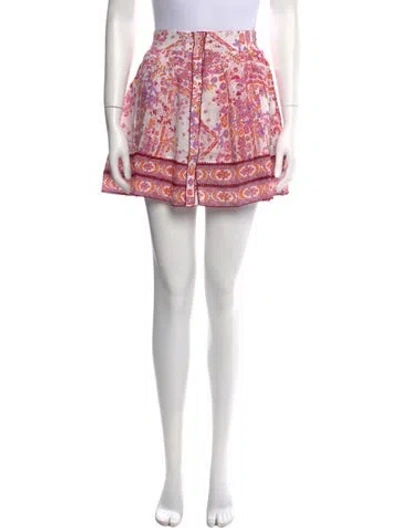 Pre-owned Poupette St Barth Floral Print Mini Skirt In Pink