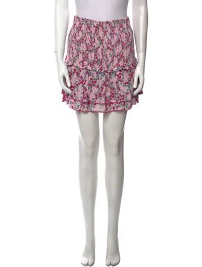 Pre-owned Poupette St Barth Floral Print Mini Skirt In Pink