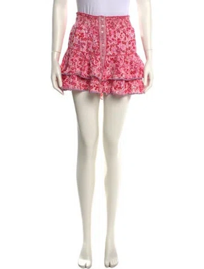 Pre-owned Poupette St Barth Floral Print Mini Skirt In Pink