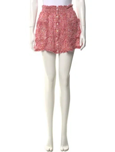 Pre-owned Poupette St Barth Floral Print Mini Skirt In Pink
