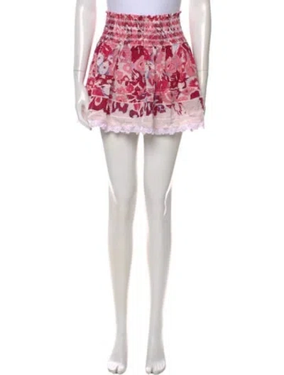 Pre-owned Poupette St Barth Floral Print Mini Skirt In Pink