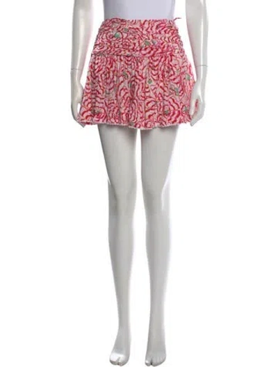 Pre-owned Poupette St Barth Floral Print Mini Skirt In Pink