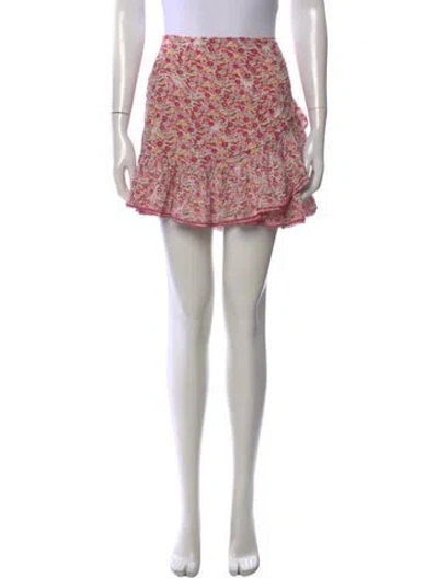 Pre-owned Poupette St Barth Floral Print Mini Skirt In Pink