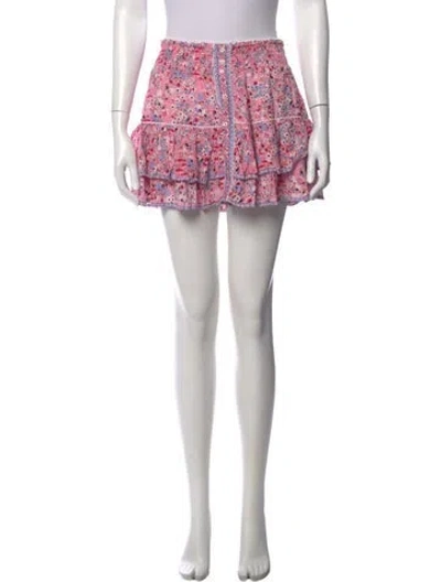 Pre-owned Poupette St Barth Floral Print Mini Skirt In Pink