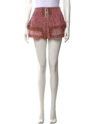 Pre-owned Poupette St Barth Floral Print Mini Skirt In Pink