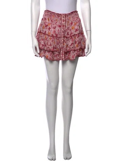 Pre-owned Poupette St Barth Floral Print Mini Skirt In Pink