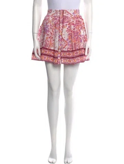 Pre-owned Poupette St Barth Floral Print Mini Skirt In Pink