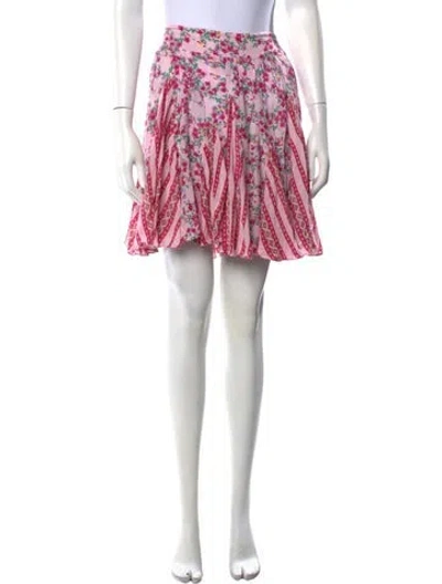 Pre-owned Poupette St Barth Floral Print Mini Skirt In Pink