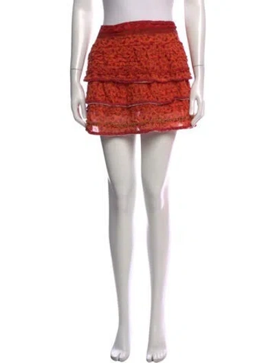 Pre-owned Poupette St Barth Floral Print Mini Skirt In Pink