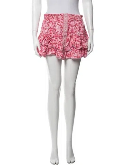 Pre-owned Poupette St Barth Floral Print Mini Skirt In Pink