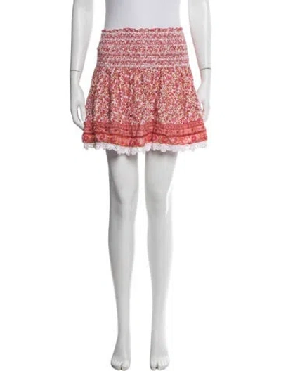 Pre-owned Poupette St Barth Floral Print Mini Skirt In Pink