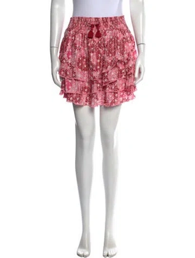 Pre-owned Poupette St Barth Floral Print Mini Skirt In Pink
