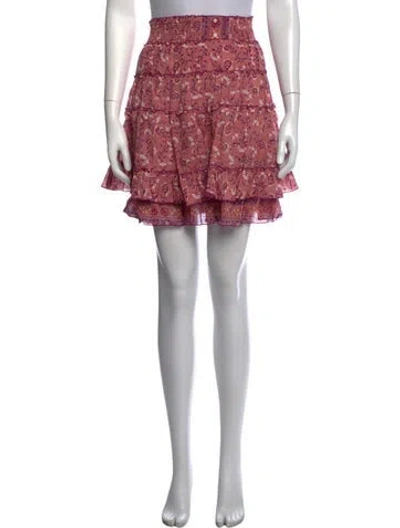 Pre-owned Poupette St Barth Floral Print Mini Skirt In Pink