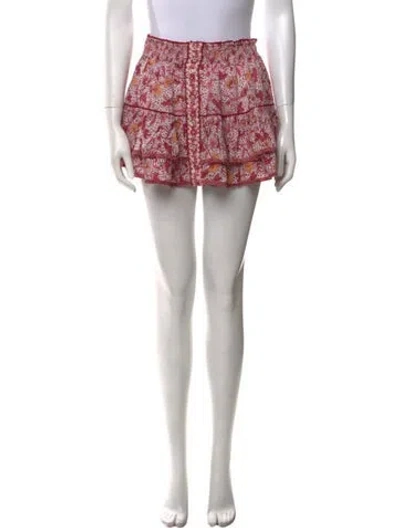 Pre-owned Poupette St Barth Floral Print Mini Skirt In Red