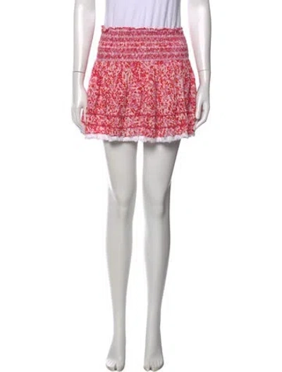 Pre-owned Poupette St Barth Floral Print Mini Skirt In Red