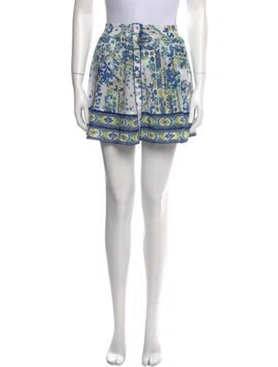 Pre-owned Poupette St Barth Floral Print Mini Skirt W/ Tags In Blue