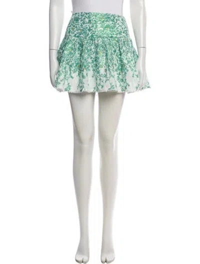 Pre-owned Poupette St Barth Floral Print Mini Skirt W/ Tags In Blue