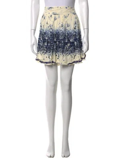 Pre-owned Poupette St Barth Floral Print Mini Skirt W/ Tags In Neutrals