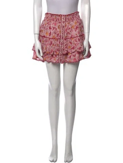 Pre-owned Poupette St Barth Floral Print Mini Skirt W/ Tags In Pink
