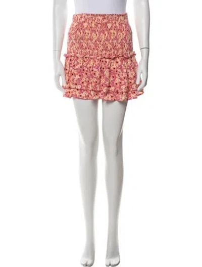 Pre-owned Poupette St Barth Floral Print Mini Skirt W/ Tags In Pink