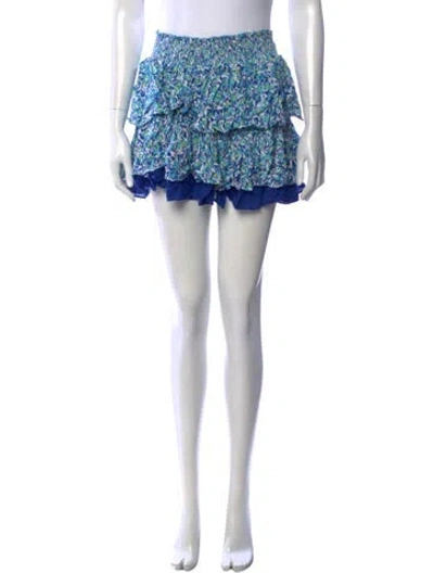 Pre-owned Poupette St Barth Floral Print Mini Skirt W/ Tags In White