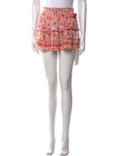 Pre-owned Poupette St Barth Floral Print Mini Skirt In White