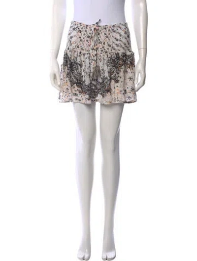 Pre-owned Poupette St Barth Floral Print Mini Skirt In White