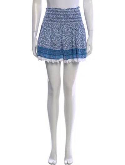 Pre-owned Poupette St Barth Floral Print Mini Skirt In White