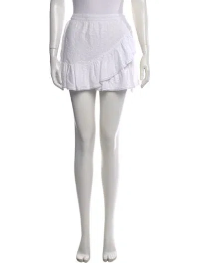 Pre-owned Poupette St Barth Floral Print Mini Skirt In White