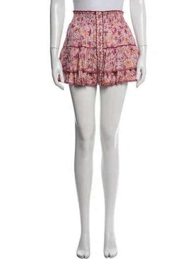 Pre-owned Poupette St Barth Floral Print Mini Skirt In White