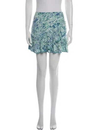 Pre-owned Poupette St Barth Floral Print Mini Skirt In White