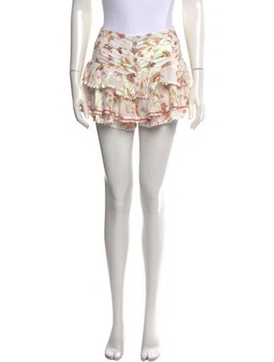 Pre-owned Poupette St Barth Floral Print Mini Skirt In Yellow