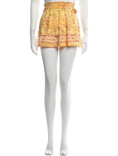 Pre-owned Poupette St Barth Floral Print Mini Skirt In Yellow