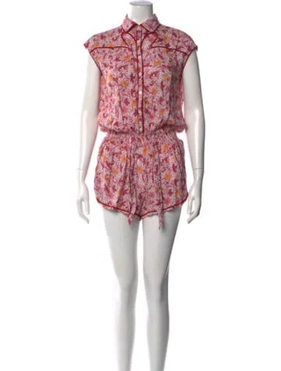 Pre-owned Poupette St Barth Floral Print Romper In Pink