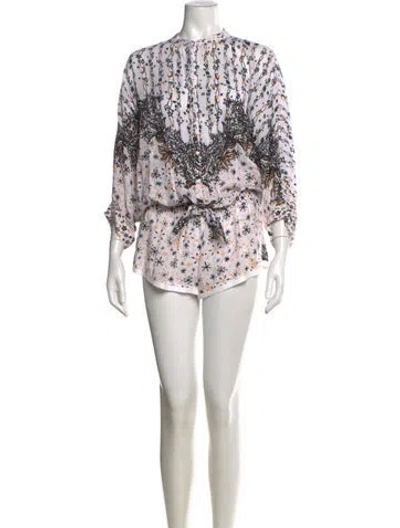Pre-owned Poupette St Barth Floral Print Romper In White