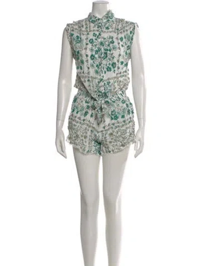 Pre-owned Poupette St Barth Floral Print Romper In White