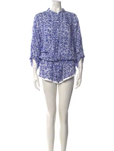 Pre-owned Poupette St Barth Floral Print Romper In White