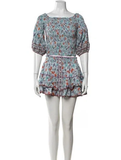 Pre-owned Poupette St Barth Floral Print Ruffle Embellishment Skirt Set In Multicolor