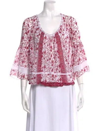 Pre-owned Poupette St Barth Floral Print Scoop Neck Blouse In Multi