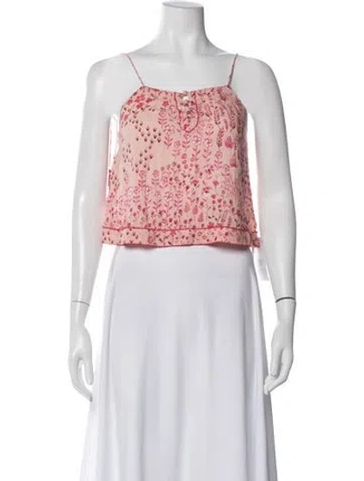 Pre-owned Poupette St Barth Floral Print Scoop Neck Blouse W/ Tags In Pink