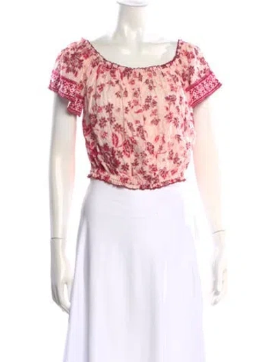 Pre-owned Poupette St Barth Floral Print Scoop Neck Top In Pink