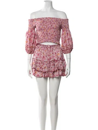 Pre-owned Poupette St Barth Floral Print Skirt Set In Pink