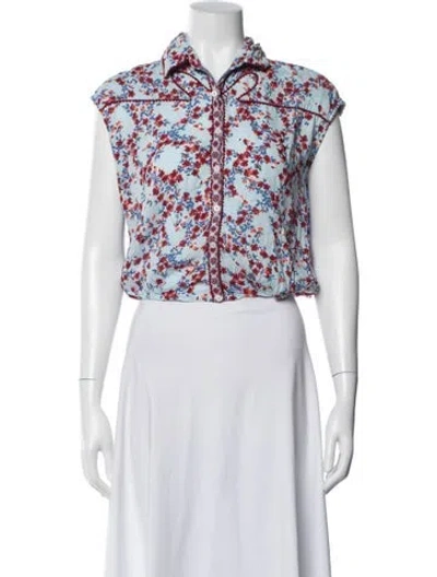 Pre-owned Poupette St Barth Floral Print Sleeveless Blouse In Multi
