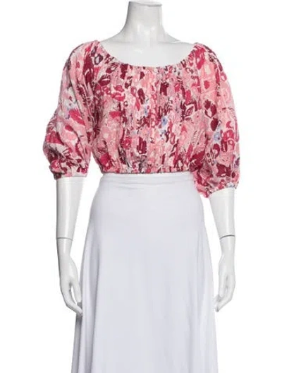 Pre-owned Poupette St Barth Floral Print Square Neckline Blouse In Multicolor