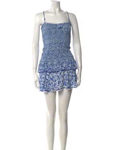 Pre-owned Poupette St Barth Floral Print Square Neckline Romper In White