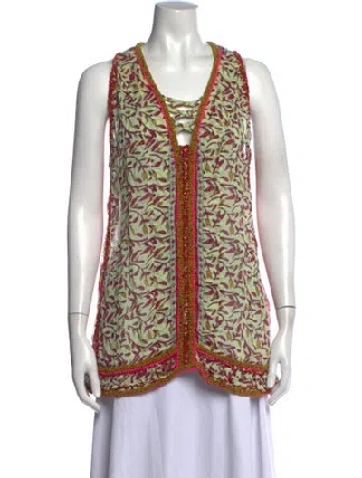 Pre-owned Poupette St Barth Floral Print V-neck Blouse In Multi