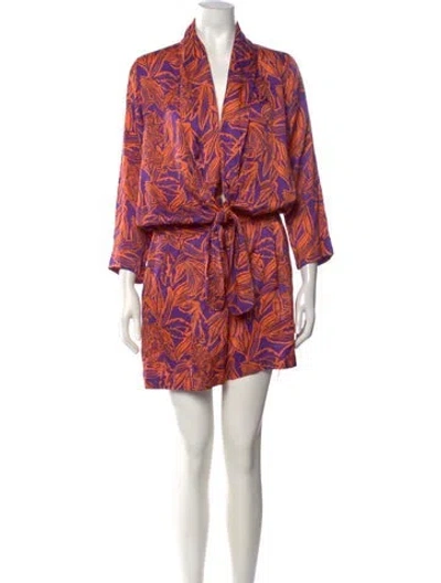Pre-owned Poupette St Barth Floral Print V-neck Romper In Multicolor